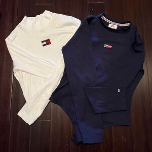 Tommy Hilfiger Navy blue and white long sleeve shirt US: Medium and Small